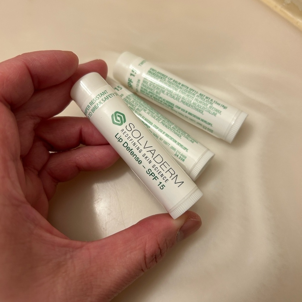 SOLVADERM Lip Defense SPF 15 Lip Balm BUNDLE OF 3